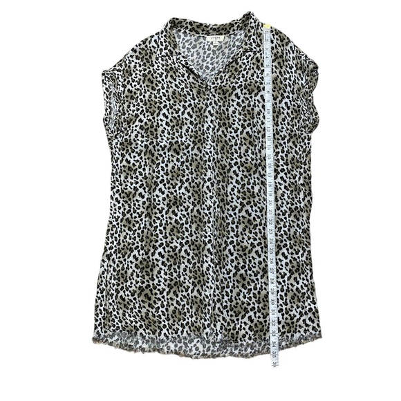 Umgee Leopard Shirt Dress Brown Raw Hem Button Front Short Sleeve Shift - Picture 4 of 11